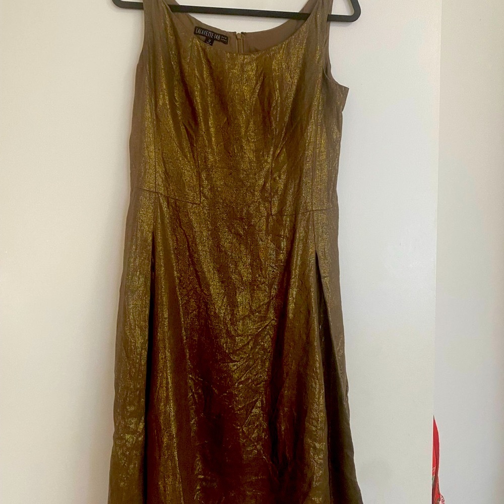 Lafayette 148 gold/bronze sparkle dress size 12.